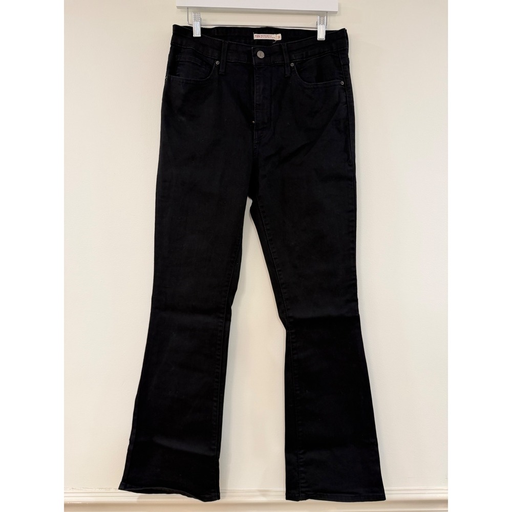 Levis 725 High Rise Bootcut Jeans in Black Womens Size 31 WaterLess Denim Pants